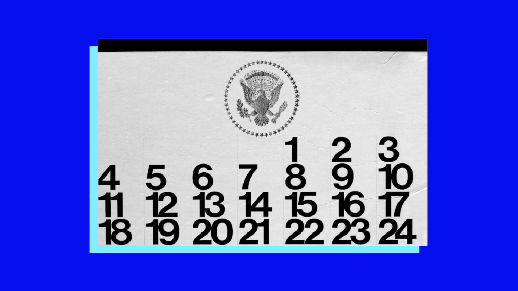 A calendar with the presidential seal in the header