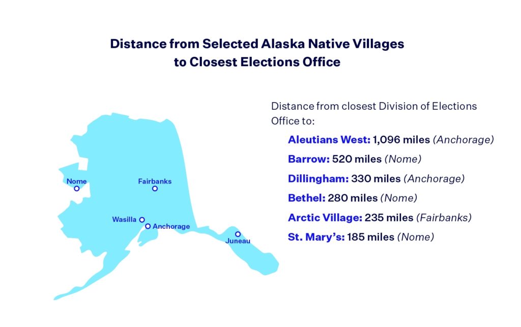 map of Alaska with Elections Offices marked