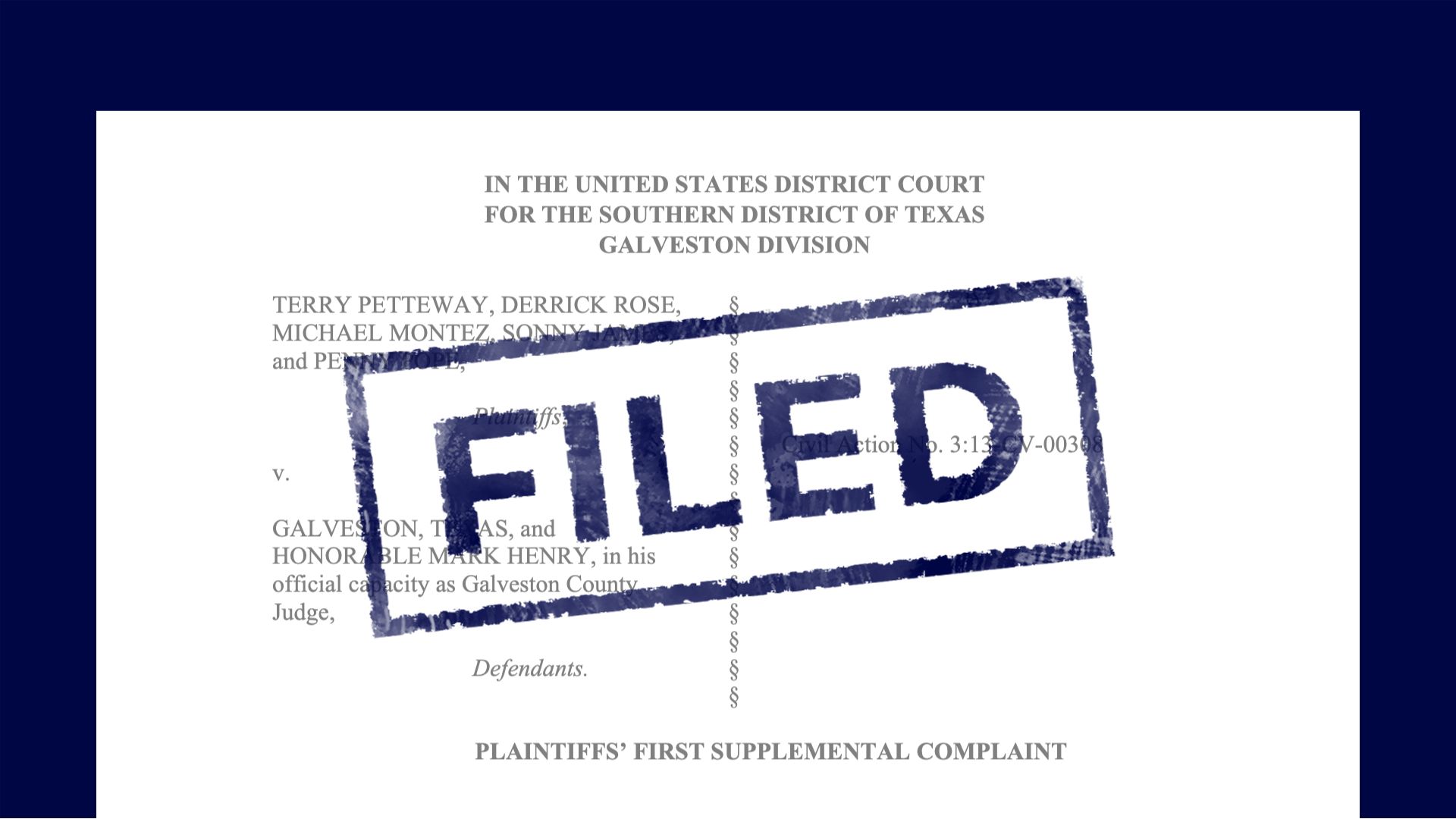 Court Cases - Texas Galveston County Redistricting Challenge (Petteway