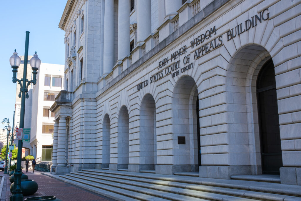 Image of the John Minor Wisdom courthouse for the U.S. 5th Circuit Court of Appeals in New Orleans, Louisiana (Adobe Stock)