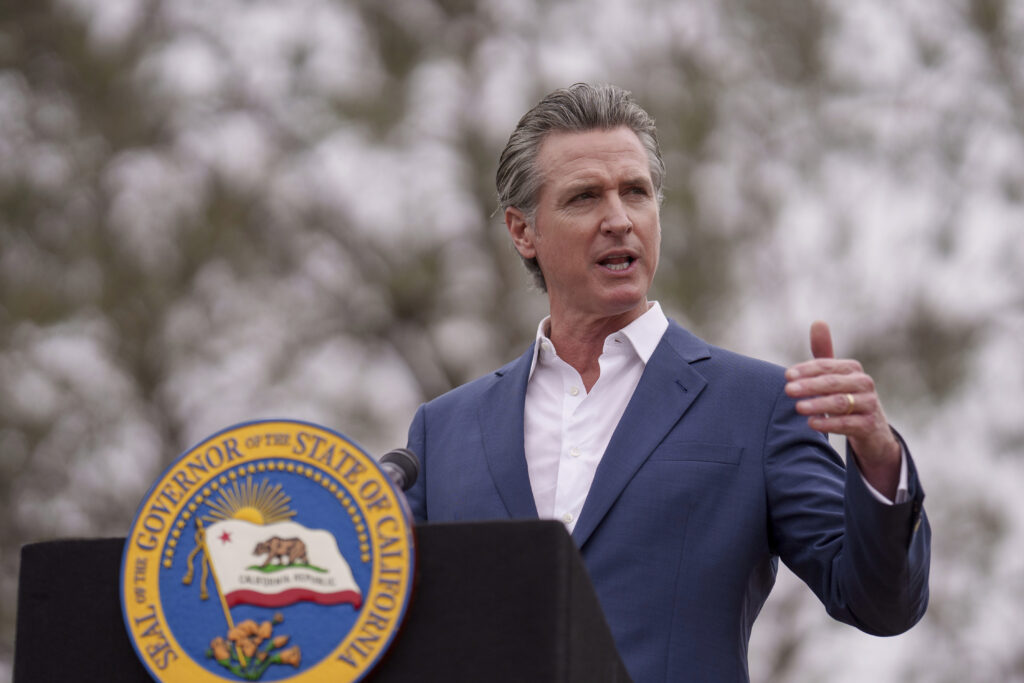 California Gov. Gavin Newsom speaks during a press conference in Los Angeles, Wednesday, Sept. 25, 2024. (AP Photo/Eric Thayer)