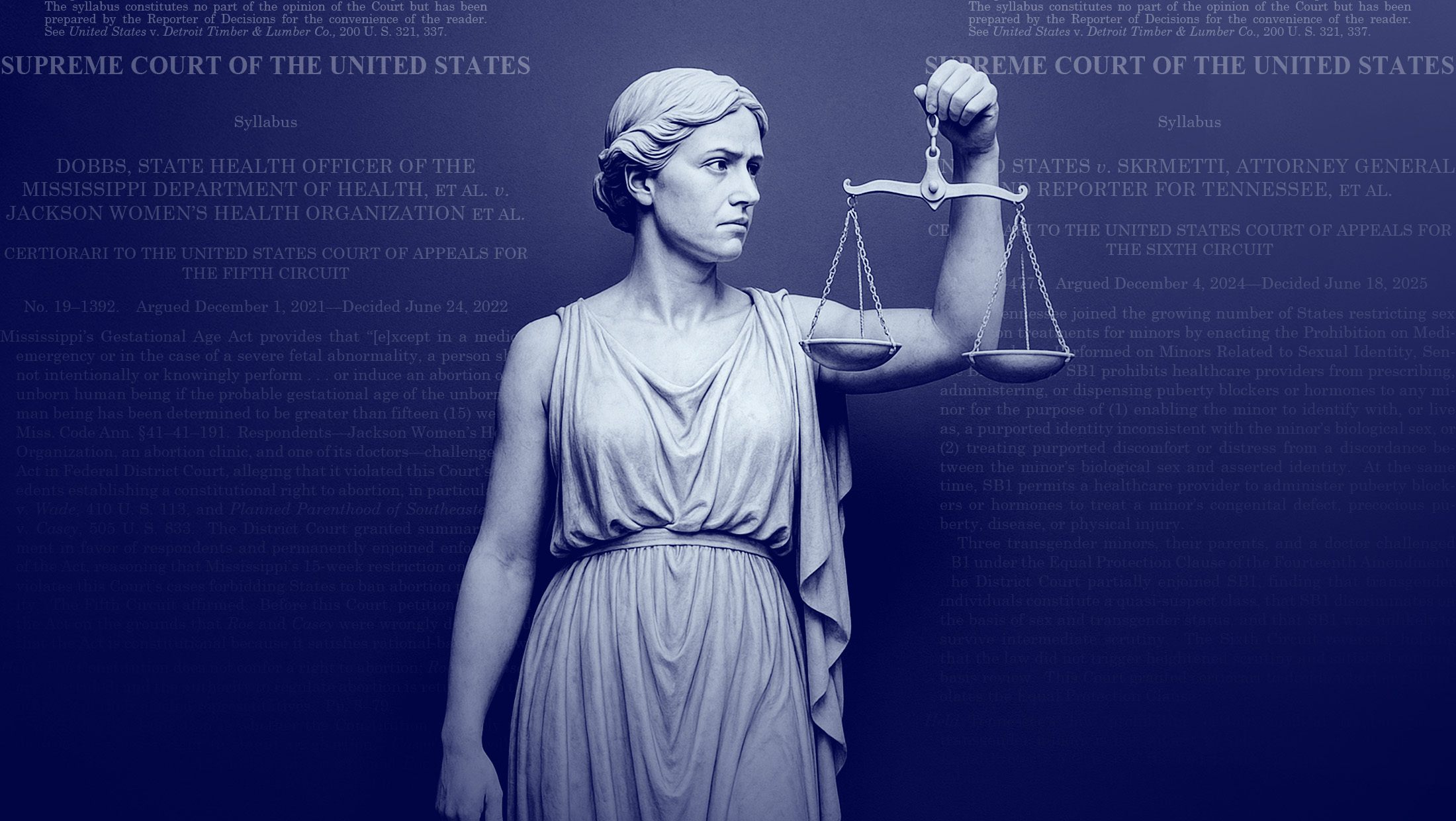 Lady Justice with blue background