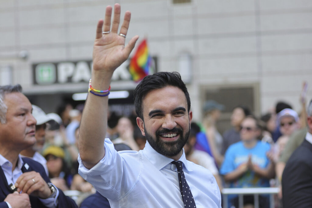 Zohran Mamdani, New York City Mayoral Candidate, takes part in the 2025 NYC Pride March along Fifth Avenue on June 29, 2025 in New York City. 