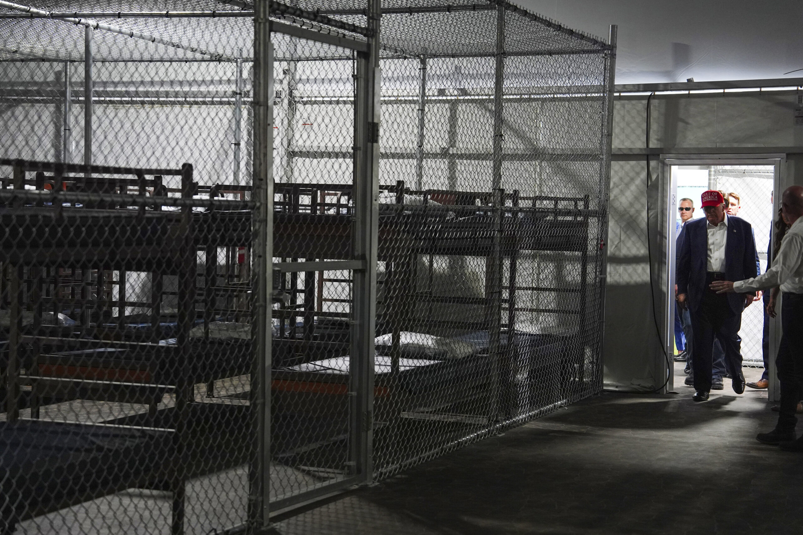 President Trump at a new immigration detention facility in Florida.