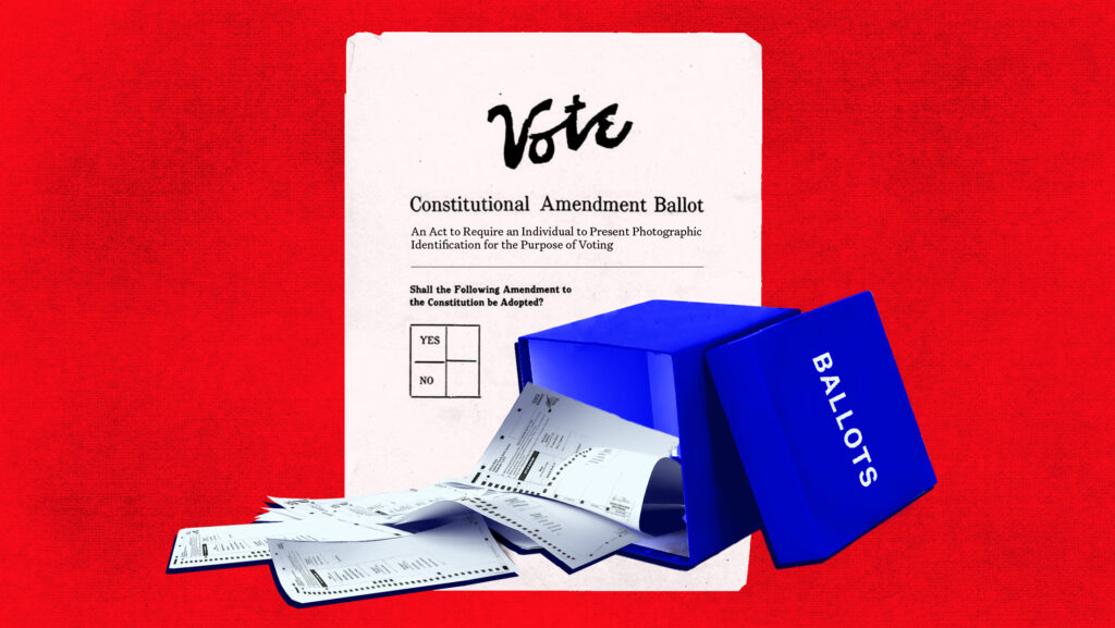 Ballots and amendment with red background