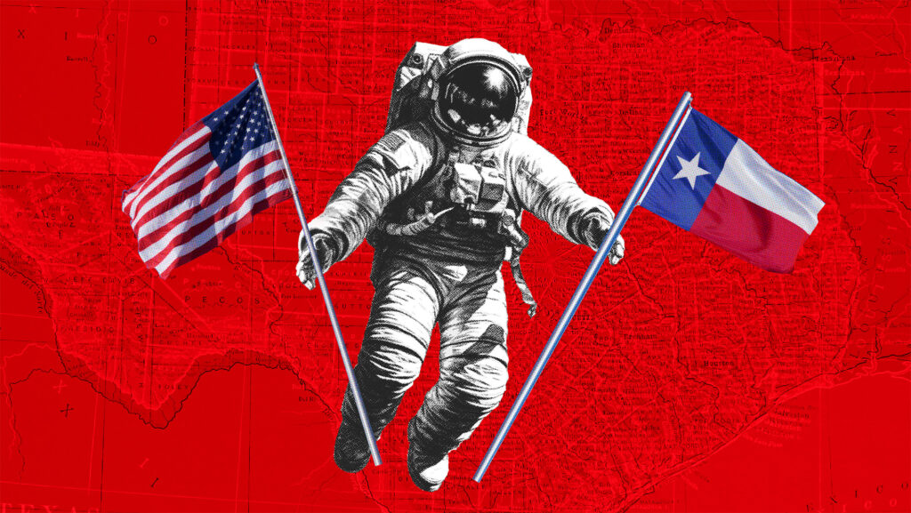 Astronaut with Texas and American flag