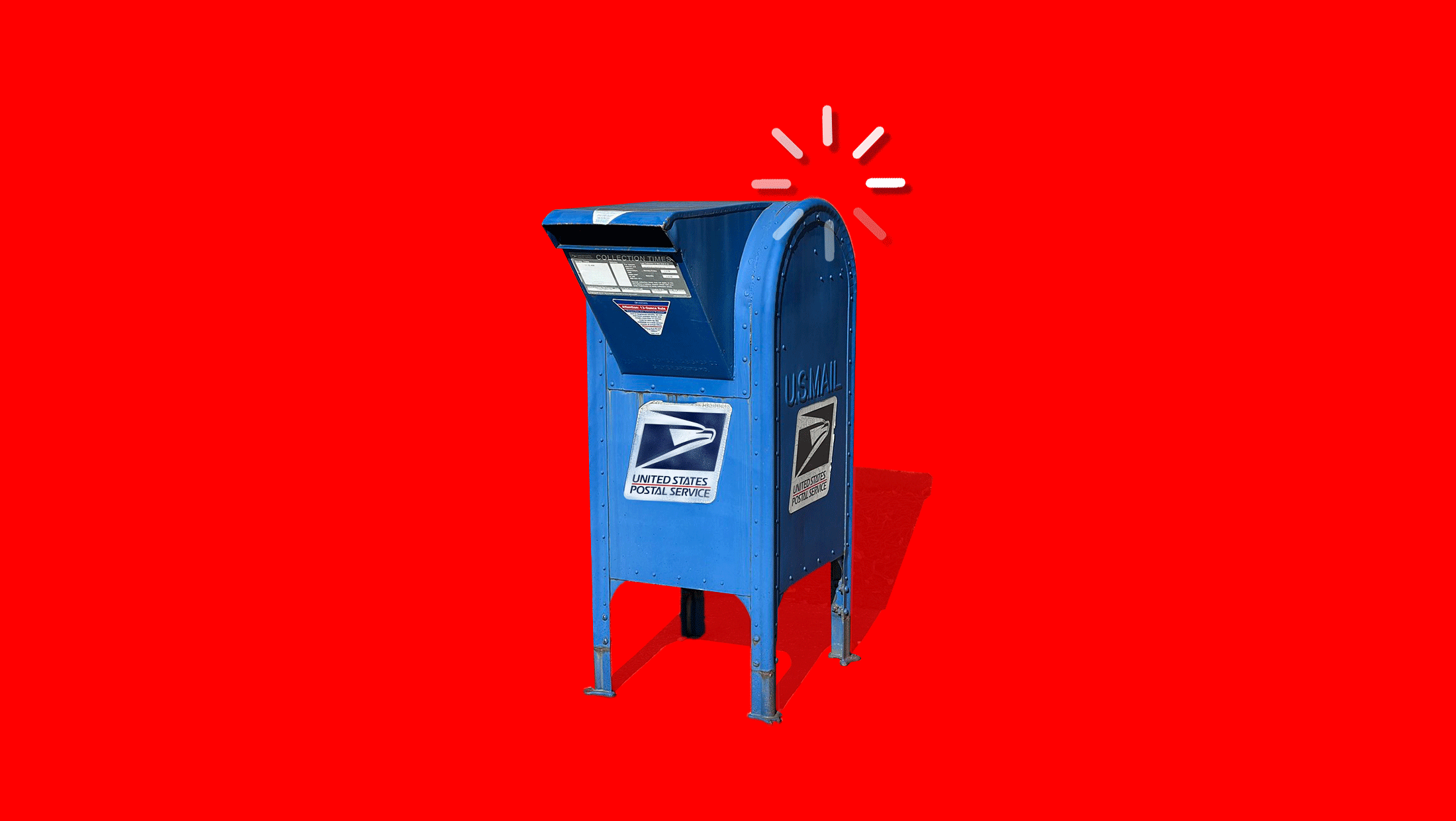 USPS mailbox with "spinning wheel of death" superimposed on top.