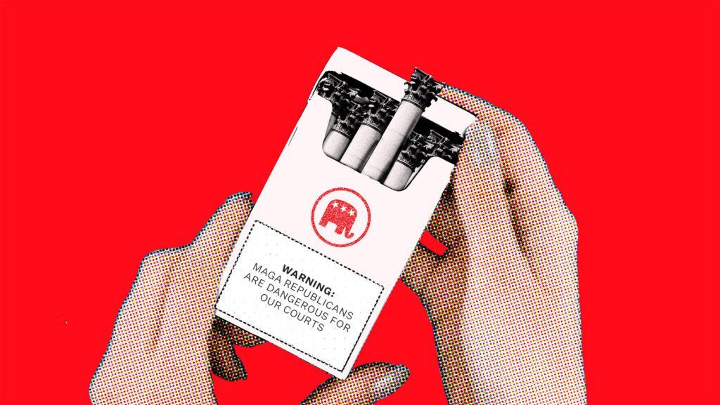 Red background with cigarette case