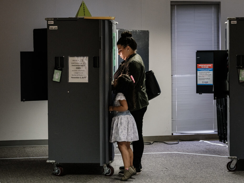 A woman voting at a polling station in Smyrna, Georgia, on Nov. 5, 2024.