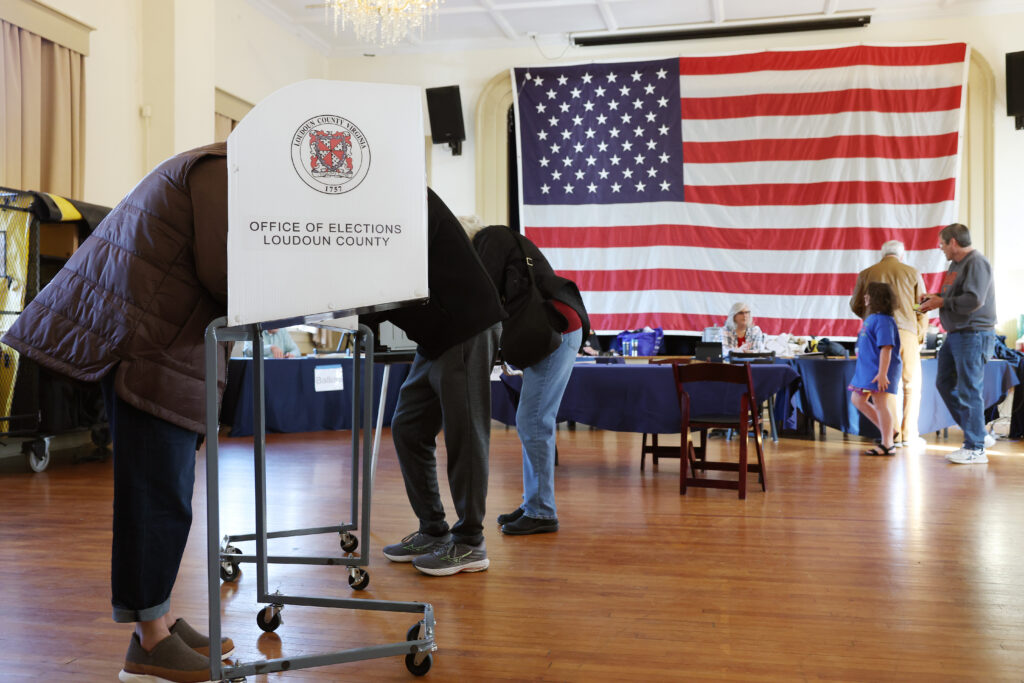 Voters filling out their ballots at a polling station in November 2025 in Hillsboro, Virginia.