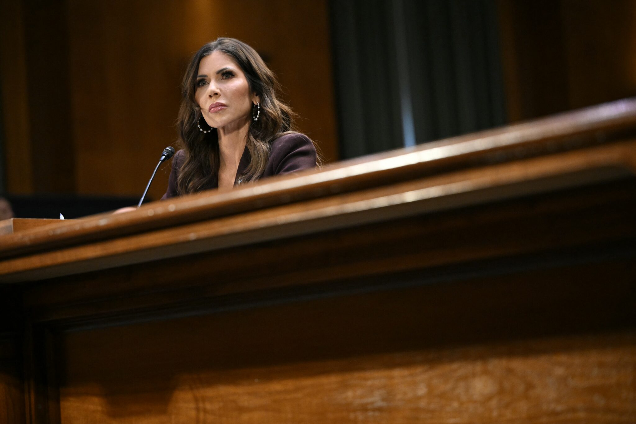U.S. Homeland Security Secretary Kristi Noem testifies during a Senate Judiciary Committee hearing in Washington, D.C., on March 3, 2026.