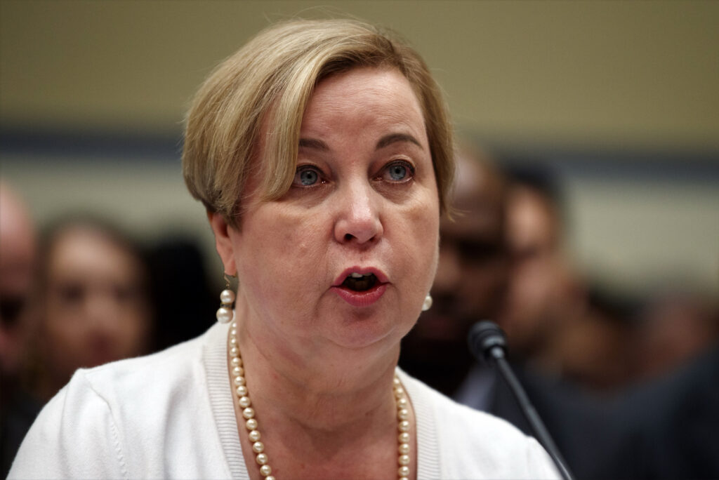Election Assistance Commission Commissioner Christy McCormick testifying on Capitol Hill in Washington in 2019.