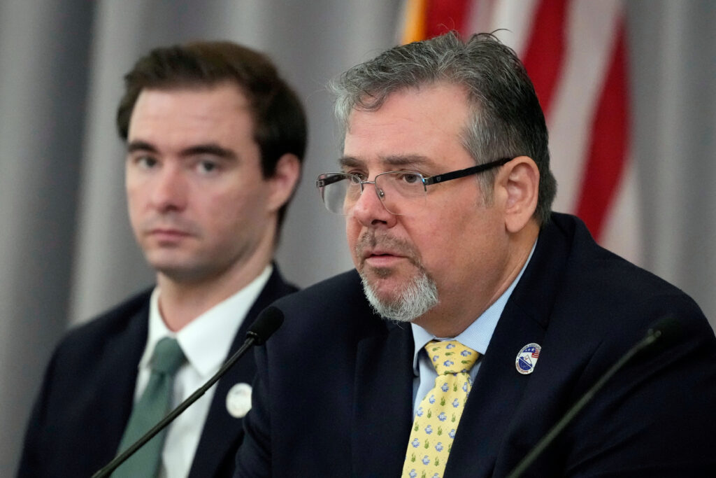 U.S. Election Assistance Commission Commissioner Donald Palmer (R) speaking in April 2025 in Charlotte, North Carolina. (Photo: Chris Carlson/AP)