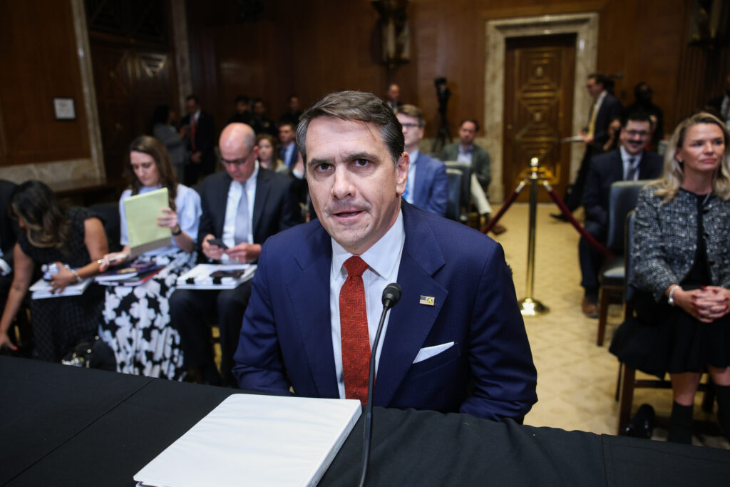 Acting Attorney General Todd Blanche arrives to testify before a Senate Appropriations subcommittee on Capitol Hill in Washington, on May 19, 2026. (Francis Chung/POLITICO via AP Images)