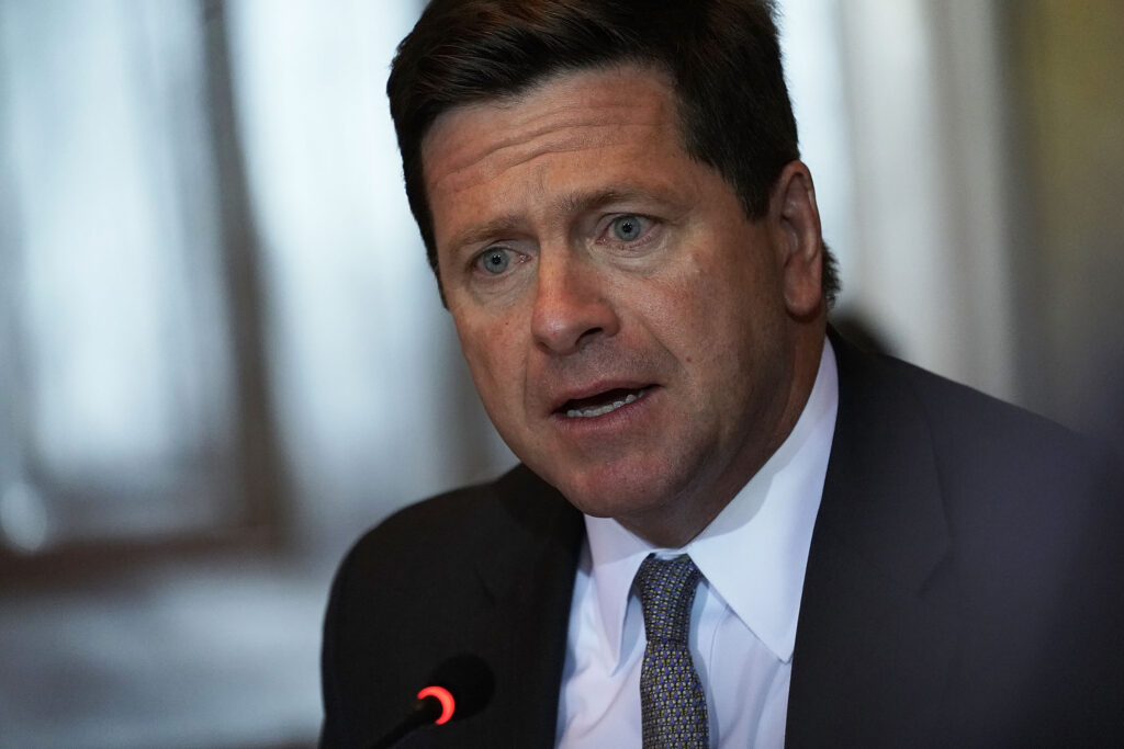 Jay Clayton, then chair of Securities and Exchange Commission, speaking in October 2018 at the Treasury Department in Washington, D.C. (Photo: Alex Wong/Getty Images)