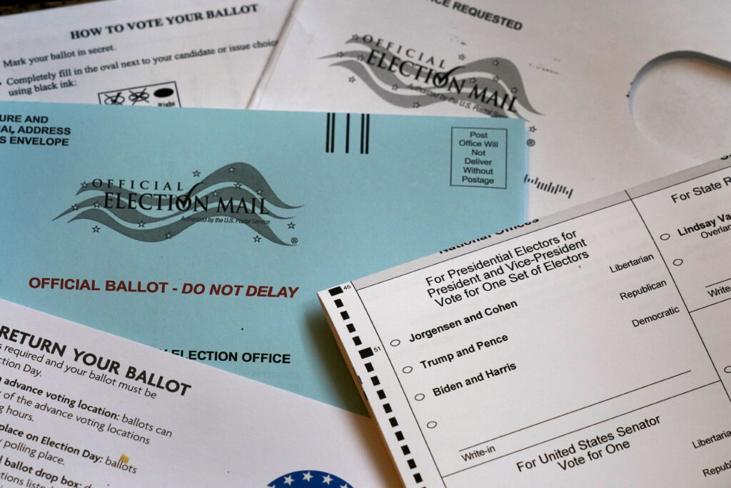 A Kansas advance mail-in ballot in October 2020 in Overland Park, Kansas. (Photo: Charlie Riedel/AP)