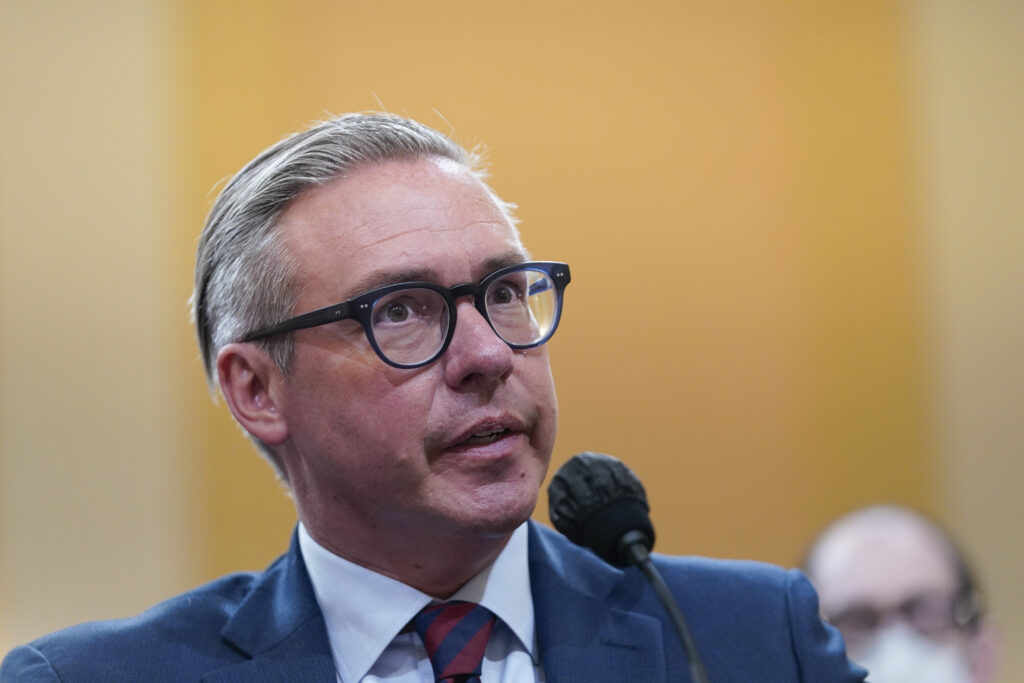 FILE - Al Schmidt, former city commissioner of Philadelphia, testifies as the House select committee investigating the Jan. 6, 2021, attack on the U.S. Capitol on June 13, 2022. (AP Photo/Susan Walsh, File)