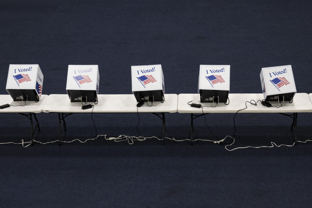 Voting machines in a voting site in North Charleston, South Carolina in February 2024. (Photo: Jim Watson/AFP via Getty Images)
