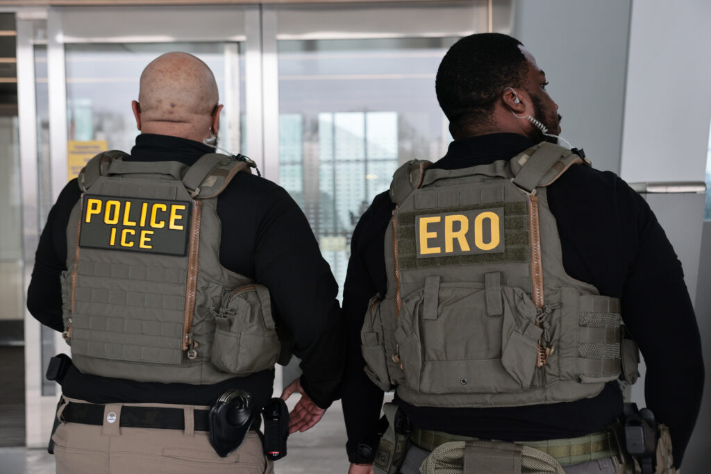 Immigration and Customs Enforcement (ICE) agents at LaGuardia Airport in March 2026 in New York City. (Photo: Michael M. Santiago/Getty Images)