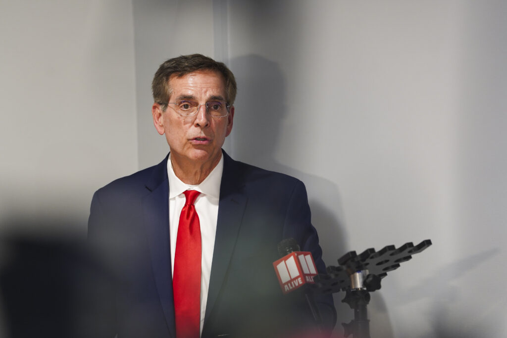 Georgia Secretary of State Brad Raffensperger (R) in Atlanta, Georgia, in May 2026 (Photo: Megan Varner/Getty Images)