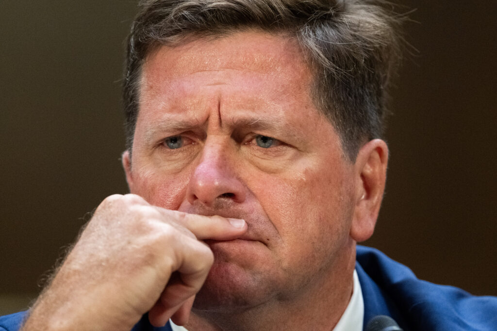 Jay Clayton during his confirmation hearing before the Senate Intelligence Committee on July 15, 2026, in Washington, D.C. (Photo: Aaron Schwartz/Getty Images)