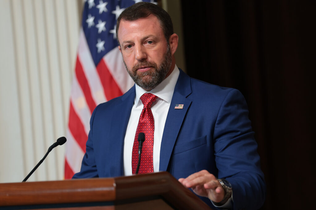 Secretary of Homeland Security Markwayne Mullin speaking on July 17, 2026 in Washington, D.C. (Photo: Anna Moneymaker/Getty Images)