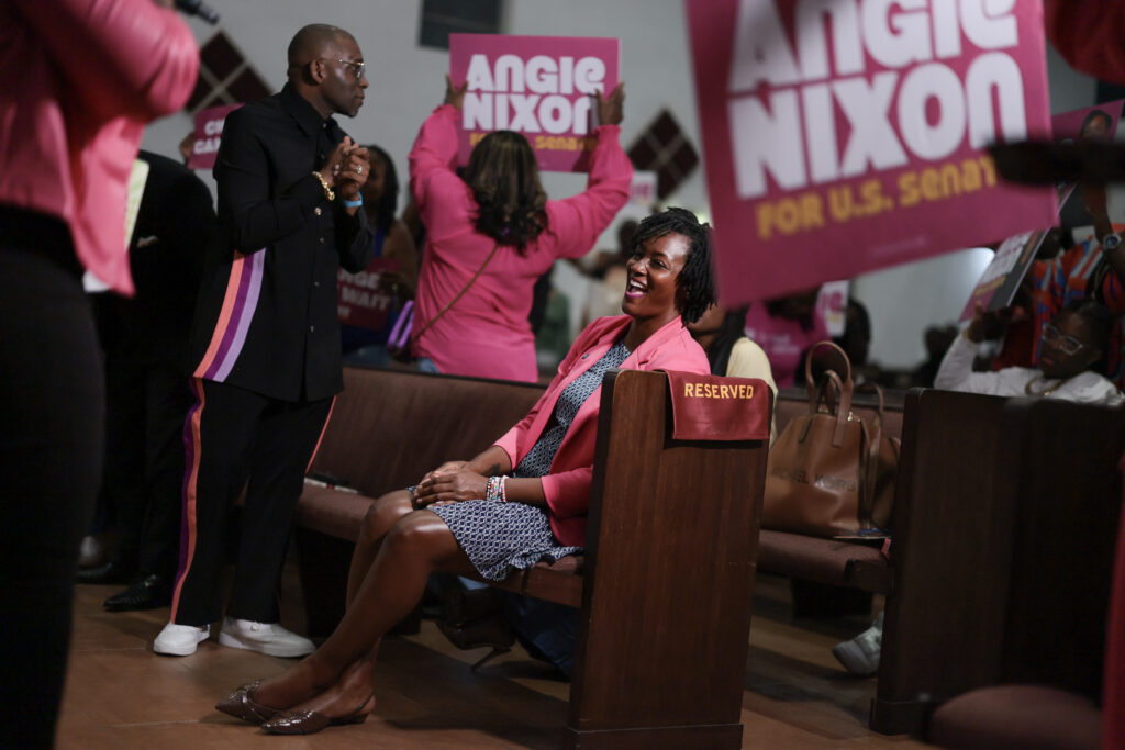 Florida state Rep. Angie Nixon during a worship service at a Baptist church on Aug. 17, 2026, in Hallandale Beach, Florida. (Photo: Joe Raedle/Getty Images)
