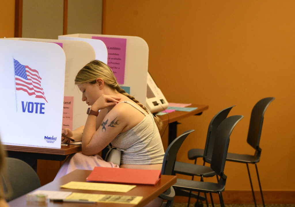 A voter marking a ballot at a library in Kent, Ohio, in May 2026. (Photo: Jeff Swensen/Getty Images)