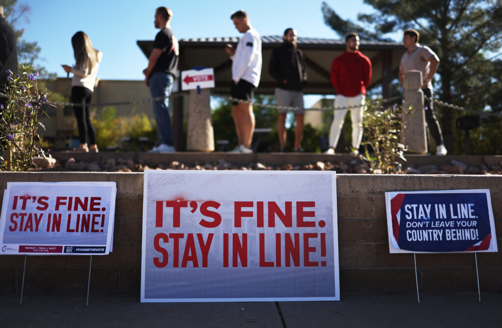 People waiting in line to vote in November 2024 in Scottsdale, Arizona. (Photo: Mario Tama/Getty Images)